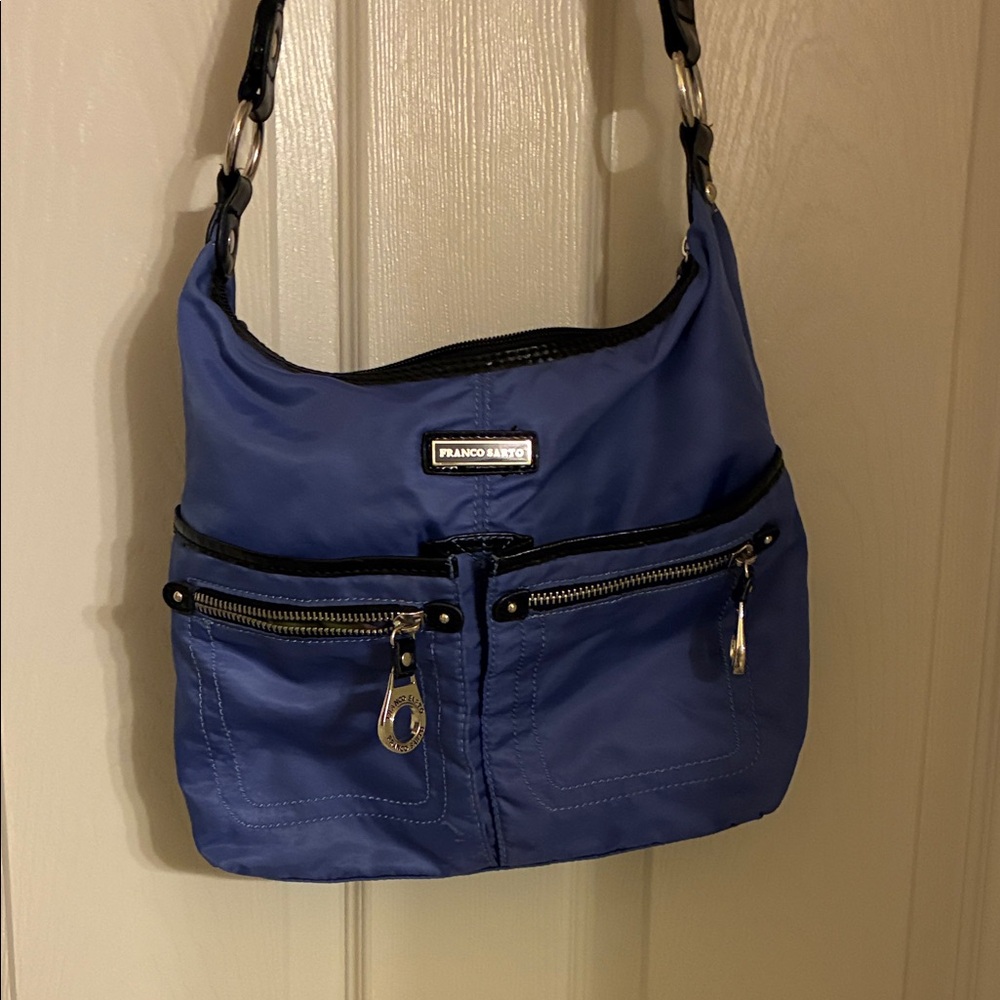 Franco Sarto Blue Shoulder Bag with Black Trim
